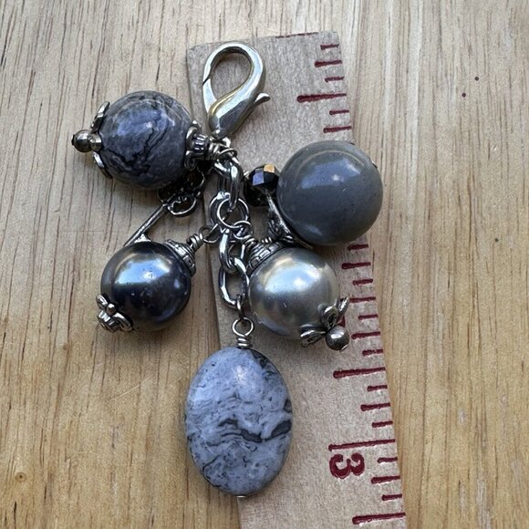 Charms 3" Set of 2 Multicolor Mixed Stones Faux Pearl Crystal Beads Purse Bags - Picture 3 of 5